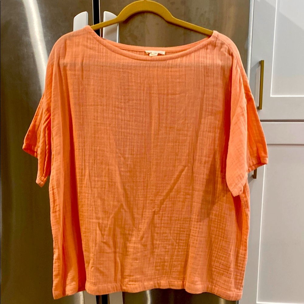 Eileen Fisher Lofty Gauze Bateau Neck Top, Size M
